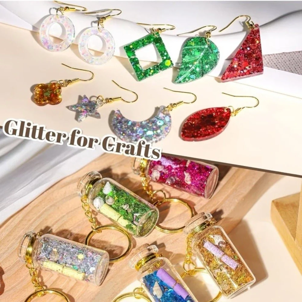 New 4 packs LEOBRO Chunky Glitter, Colors Holographic Chunky Glitter for Crafts,